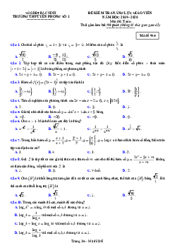 Đề kiểm tra năng lực giáo viên Toán năm 2019 – 2020 trường Yên Phong 1 – Bắc Ninh