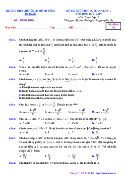 Đề thi thử Toán THPTQG 2019 trường chuyên Lê Thánh Tông – Quảng Nam lần 1