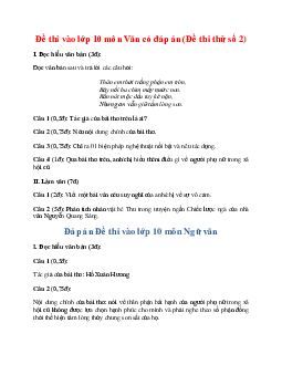 Đề thi vào lớp 10 môn Văn có đáp án (Đề thi thử số 2)