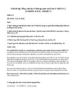 Giải bài tập Tiếng Anh lớp 9 Chương trình mới Unit 5: SKILLS 2, LOOKING BACK - PROJECT