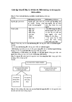 Tập bản đồ Địa lý lớp 10 bài 45: Môi trường và tài nguyên thiên nhiên