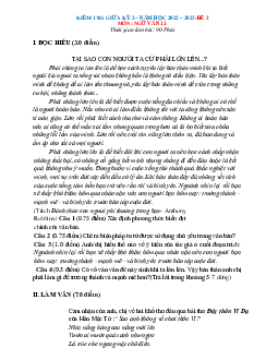 Đề thi giữa HK 2 Văn 11 năm 2022-2023 (có đáp án)-Đề 2