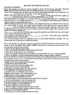 Đề dự tuyển buổi 2 đội tuyển quốc gia năm 2021 môn Tếng Anh - Practice test for Nec 2021-2022