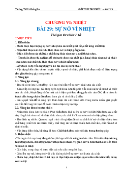 Giáo án Khoa học tự nhiên 8 Bài 29: Sự nở vì nhiệt | Kết nối tri thức