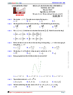 Đề khảo sát chất lượng Toán 12 năm học 2019 – 2020 sở GD&ĐT Đồng Tháp