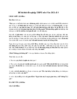 Đề thi thử THPT Quốc gia môn Ngữ Văn  năm 2021 - Đề 5 (có đáp án)