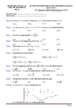 Đề Thi Thử TN THPT Môn Toán 2021 Chuẩn Cấu Trúc Đề Minh Họa Có Lời Giải Chi Tiết Và Đáp Án (Đề 10)