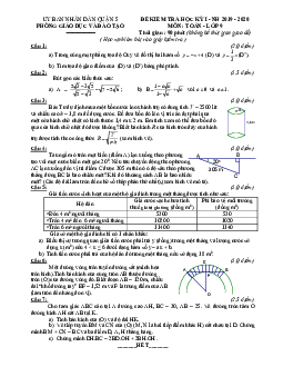 Đề thi học kỳ 1 Toán 9 năm 2019 – 2020 phòng GD&ĐT Quận 5 – TP HCM