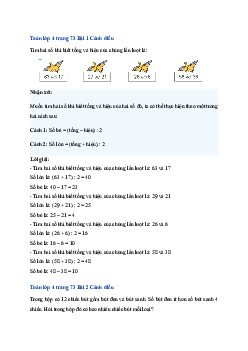 Bài 29: Toán lớp 4 trang 73 Tìm hai số khi biết tổng và hiệu của hai số đó Cánh diều