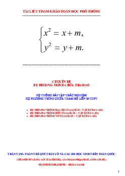 Hệ thống bài tập trắc nghiệm chuyên đề hệ phương trình chứa tham số – Lương Tuấn Đức