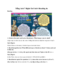 Tiếng Anh 7 Right On Unit 4 Reading 4a
