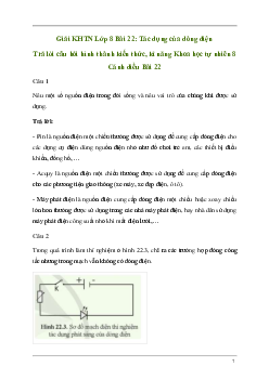 Giải KHTN 8 Bài 22: Tác dụng của dòng điện | Cánh diều