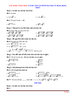 Các dạng toán 9 bài: Luyện tập bài tập căn thức bậc hai và hằng đẳng thức