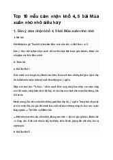 Top 10 mẫu cảm nhận khổ 4, 5 bài Mùa xuân nho nhỏ siêu hay | Ngữ văn 7