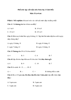 Bài tập cuối tuần Toán lớp 2 Cánh diều - Tuần 25