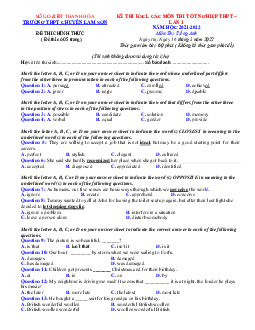 Đề thi thử tốt nghiệp 2022 Tiếng Anh chuyên Lam Sơn (có lời giải, lần 1)
