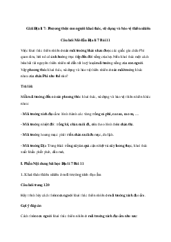 Giải Địa lí 7 Bài 11: Phương thức con người khai thác, sử dụng và bảo vệ thiên nhiên | Cánh diều