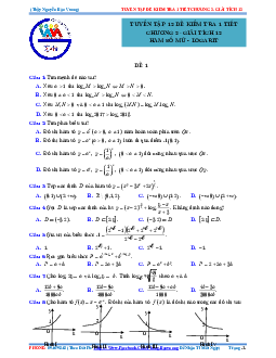Tuyển tập 12 đề trắc nghiệm kiểm tra 1 tiết Giải tích 12 chương 2 có đáp án
