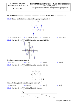 Đề giữa kỳ 1 Toán 12 năm 2022 – 2023 trường THPT Ngô Gia Tự – Phú Yên