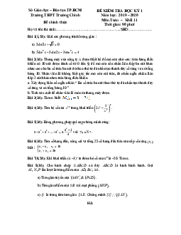 Đề thi học kỳ 1 Toán 11 năm 2019 – 2020 trường THPT Trường Chinh – TP HCM