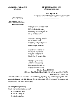 Đề kiểm tra cuối kì 2 ngữ văn 10 sở GD Bắc Ninh 2022-2023 (có đáp án)