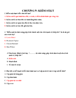 Câu hỏi trắc nghiệm ôn tập môn Quản trị học nội dung chương IX có đáp án