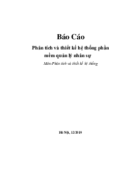 Báo cáo phân tích thiết kế phần mềm quản lý nhân sự | Đại học Thủ Dầu Một