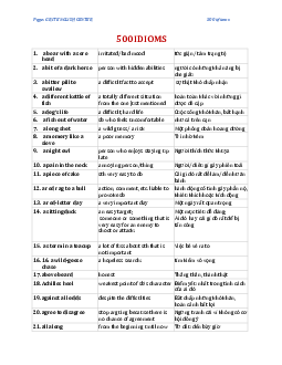 Top 500 Idioms thường gặp trong đề thi chuyên Anh (có giải thích)