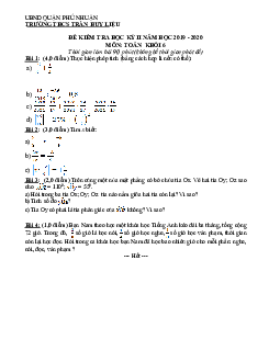 Đề kiểm tra học kỳ 2 Toán 6 năm 2019 – 2020 trường THCS Trần Huy Liệu – TP HCM