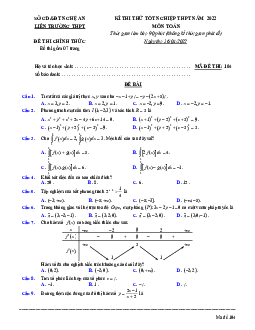 Đề thi thử tốt nghiệp THPT năm 2022 môn Toán liên trường THPT – Nghệ An
