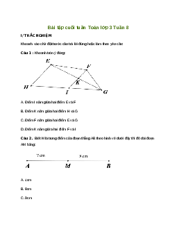 Bài tập cuối tuần lớp 3 môn Toán Kết nối tri thức - Tuần 8