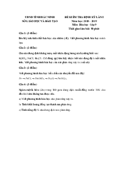 Đề thi học kì 1 lớp 9 môn Hóa học Sở GD&ĐT Bắc Ninh năm học 2018 - 2019