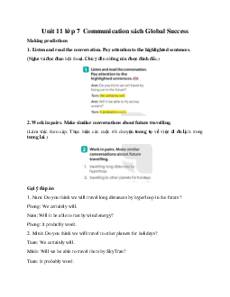 Unit 11 lớp 7 Communication sách Global Success