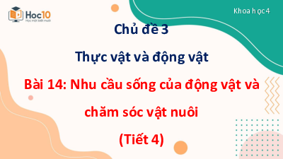 Bài giảng điện tử môn Khoa học 4 | Bài 14: Nhu cầu sống của động vật và chăm sóc vật nuôi (Tiết 4) | Cánh diều