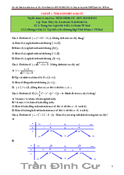 Một số bài toán trắc nghiệm chọn lọc chuyên đề hàm số – Trần Đình Cư Toán 12