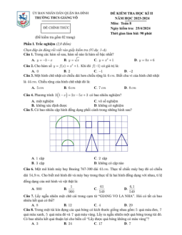 Đề học kì 2 Toán 8 năm 2023 – 2024 trường THCS Giảng Võ – Hà Nội