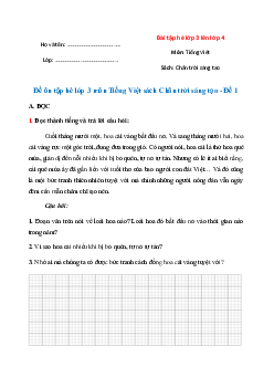 Đề ôn tập hè lớp 3 môn Tiếng Việt sách Chân trời sáng tạo - Số 1