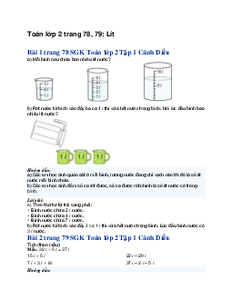 Toán lớp 2 trang 78, 79: Lít | Cánh diều