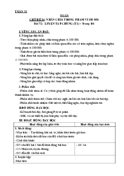 Bài 72: Luyện tập chung - Tiết 1 | Giáo án Toán 3 | Kết nối tri thức