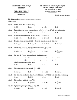 Đề thi thử THPT Quốc gia 2022 môn Toán lần 1 Sở GD&ĐT Nam Định (có đáp án)