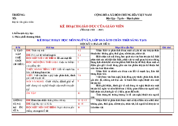 Kế hoạch giáo dục ngữ văn 10 chân trời sáng tạo