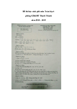Đề thi học sinh giỏi môn Toán lớp 6 phòng GD&ĐT Thạch Thành năm 2018 - 2019