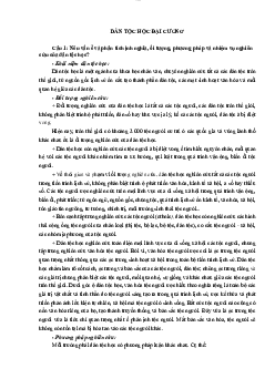Câu hỏi tự luận và đáp án môn Dân tộc học đại cương | Đại học Văn hóa Hà Nội