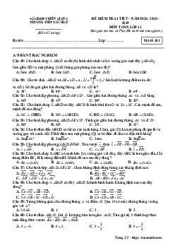Đề kiểm tra 1 tiết Hình học 11 chương 3 năm 2018 – 2019 trường Tân Hiệp – Kiên Giang