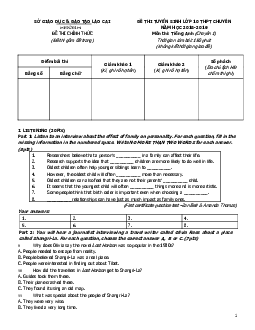Sở Giáo Dục & Đào Tạo Lào Cai - Đề Thi Tuyển Sinh Lớp 10 THPT Chuyên Năm Học 2018-2019 Môn Thi Tiếng Anh (chuyên 1) (có đáp án)