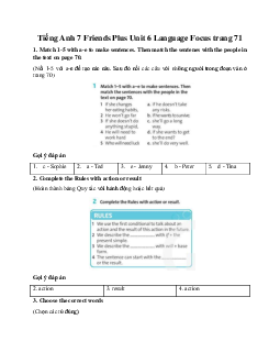 Tiếng Anh 7 Friends Plus Unit 6 Language Focus trang 71