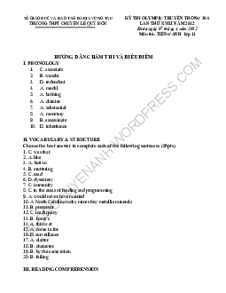 (Đáp án) Kỳ thi olympic truyền thống 30-4 lần thứ XVIII năm 2012 môn Tiếng Anh 11