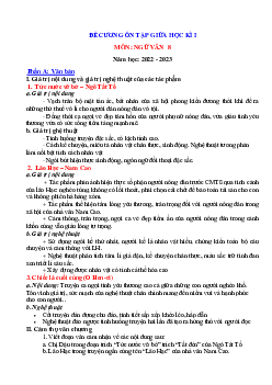 Đề cương ôn tập giữa HK1 Ngữ Văn 8 năm học 2022-2023