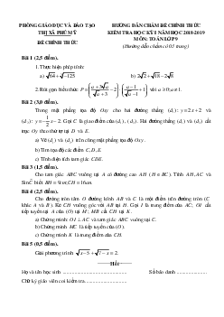 Đề thi HK1 Toán 9 năm 2018 – 2019 phòng GD&ĐT Thị Xã Phú Mỹ – Bà Rịa – Vũng Tàu