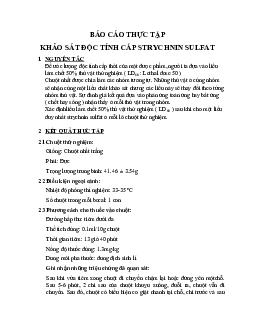 Khảo sát độc tính cấp Strychnin Sulfat | Báo cáo thực tập Dược Lí